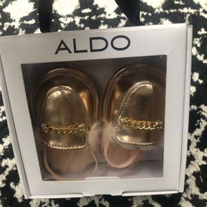 Rose gold baby mules